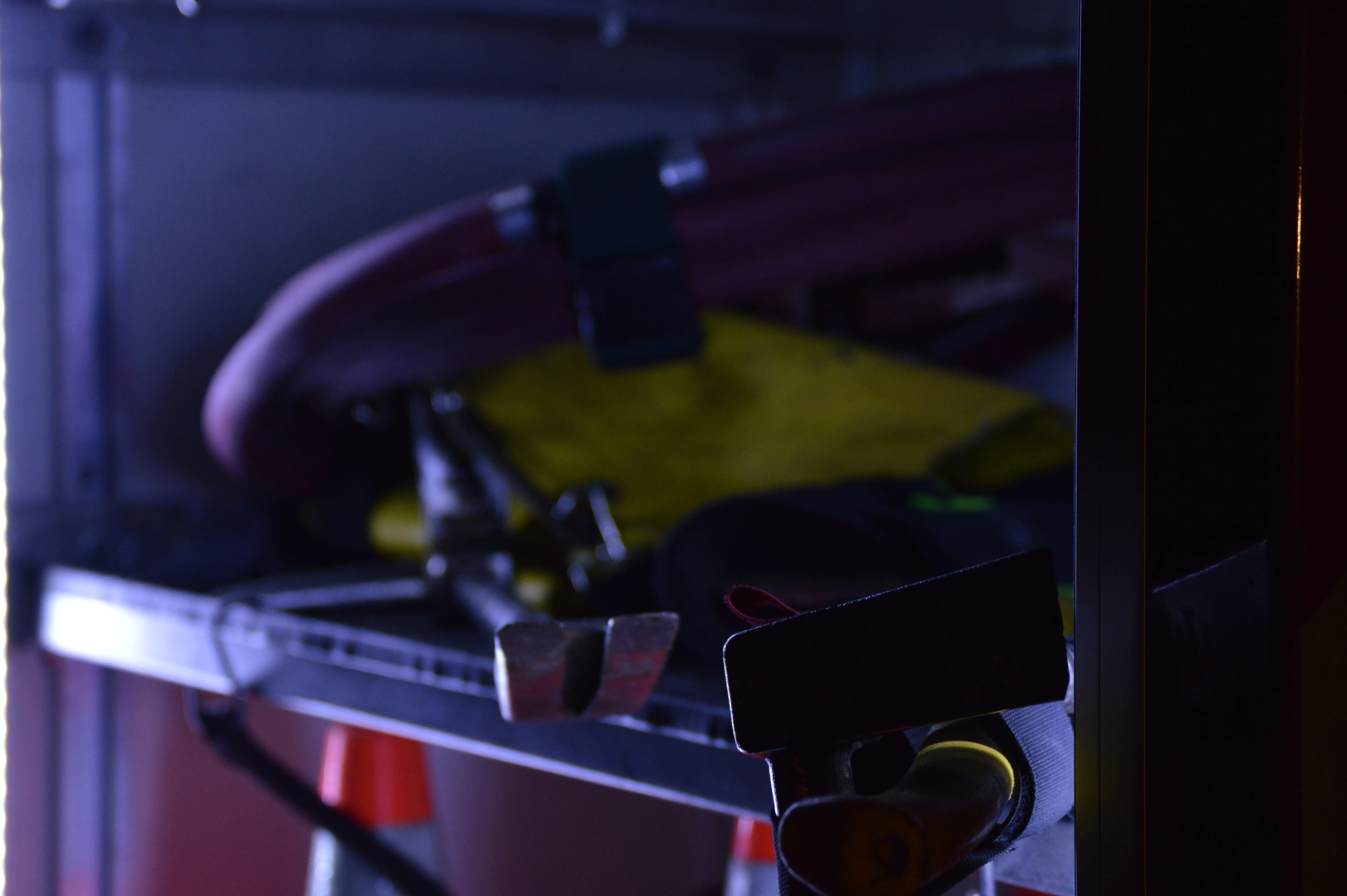 Firefighters entering burn building